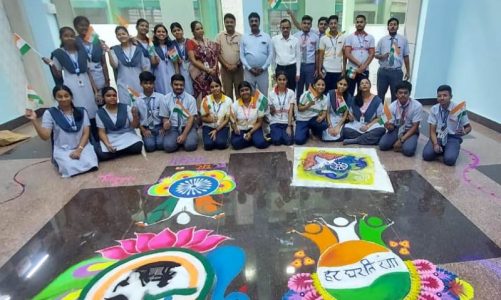 Rangoli brings patriotism alive at Chinmaya Vidyalaya under Har Ghar Tiranga Campaign