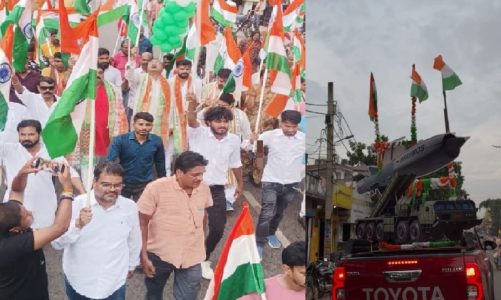 बोकारो में तिरंगा यात्रा में राफेल और ब्रह्मोस के झांकियों ने खींचा सबका ध्यान